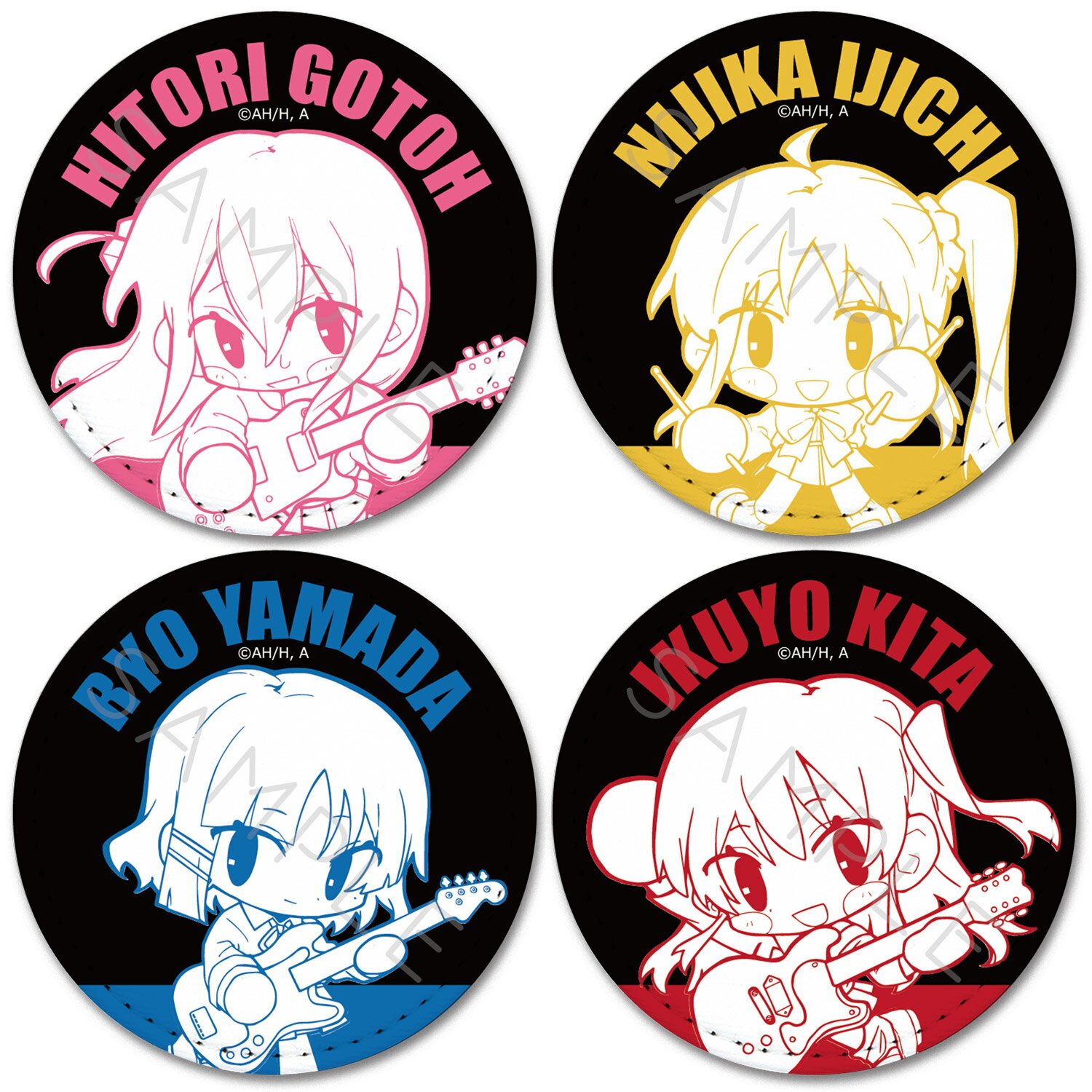 アニメ「ぼっち・ざ・ろっく！」 第3弾 レザーバッジ(丸形) YA(後藤ひとり) YB(伊地知虹夏) YC(山田リョウ) YD(喜多郁代) キャラクターグッズ 合皮 レザー バッジ 推し活 (公式 正規ライセンス取得) 公認グッズ
