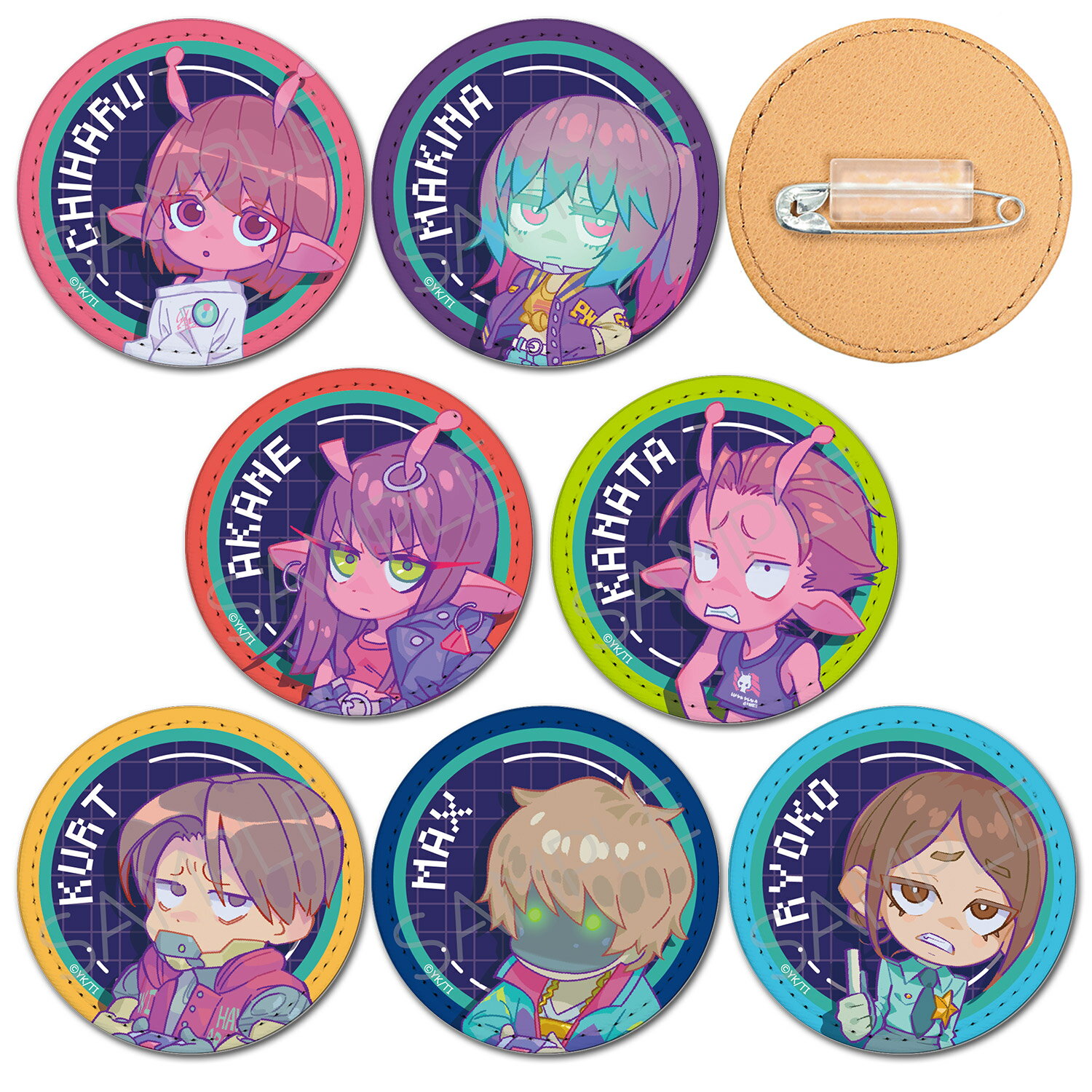 アニメ『銀河特急 ミルキー☆サブウェイ』 レザーバッジ(丸形) A(チハル) B(マキナ) C(アカネ) D(カナタ) E(カート) F(マックス) G(リョー...