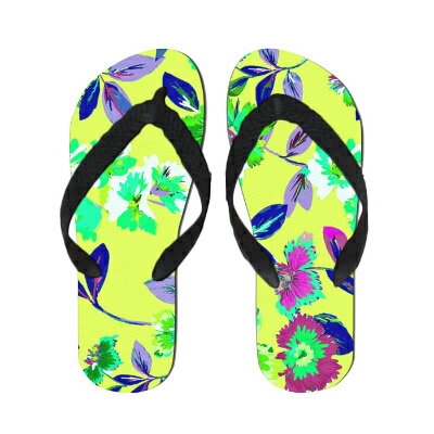 ビーチサンダル SS(18-20cm) S(23-25cm) M(25-27cm) L(27-29cm) ビーチ サンダル ビーサン キュート イエロー かわいい 華やか 夏 デザイン 花柄 フラワー セレクション むら染め ハワイ アロハ やわらか キュート レディース メンズ 対応 男性 女性 キッズ 子供 用