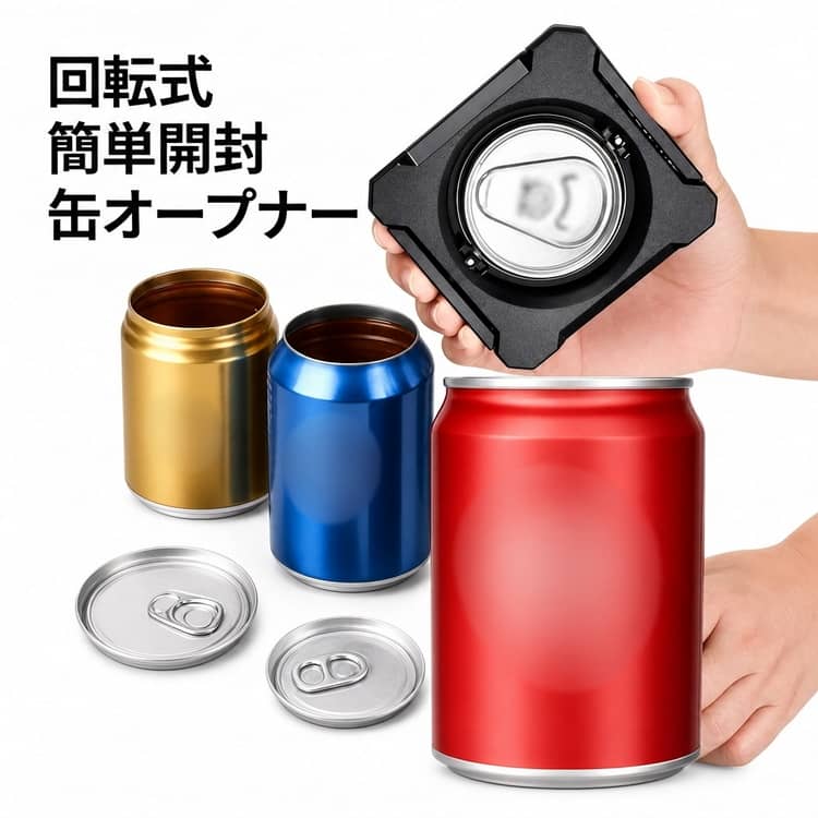樂天商城 - 回転式 缶切り マルチ缶切り ビール瓶オープナー 多機能 缶オープナー 缶詰 ケガ防止 ビール缶オープナー アルミ缶 缶オープナー 開け ソーダ 滑らかなエッジ 6cmの缶に適用 飲料缶専用 缶ビール カンオープナーリッド