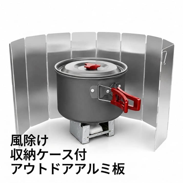 Rakuten - 沸かし 風よけ 焚き火 10枚 折りたたみ 風防 風除け ウィンドスクリーン 変形 ウィンドスクリーン 軽量 コンパクト バーベキュー アウトドア 板 ペグ 固定 持ち運び 風防板 収納ケース アルミ 調理 料理 お湯 アウトドア コンロ バーナー 煮炊き 焚き火台