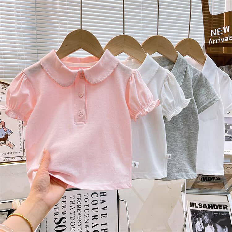 通園 男の子 スクール 子ども 半袖 スクールポロシャツ Tシャツ 女の子 子ども キッズ 子供 通学 小学生 フリル袖 着 保育園 制服 幼稚園 小学校 綿 ガールズ ポロシャツ フリル襟 丸襟 女児 吸水速乾 90 100 110 120 130 140 - 2