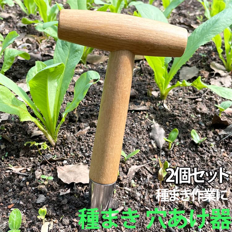 Rakuten - 穴あけ器 苗植え 手動 穴掘り機 ガーデンツール ガーデニング 2個セット 園芸用品 イングリッシュガーデン 農業用 球根植え 2個セット 園芸 園芸 キャップ フェンス 苗穴掘りツール 万能 穴掘り 土掘り ツール 穴掘りツール 送料無料