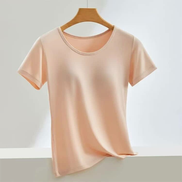 肌着 汗取りレディース モーダル カップ付き Tシャツ カップ付 tシャツ Tシャツ 半...