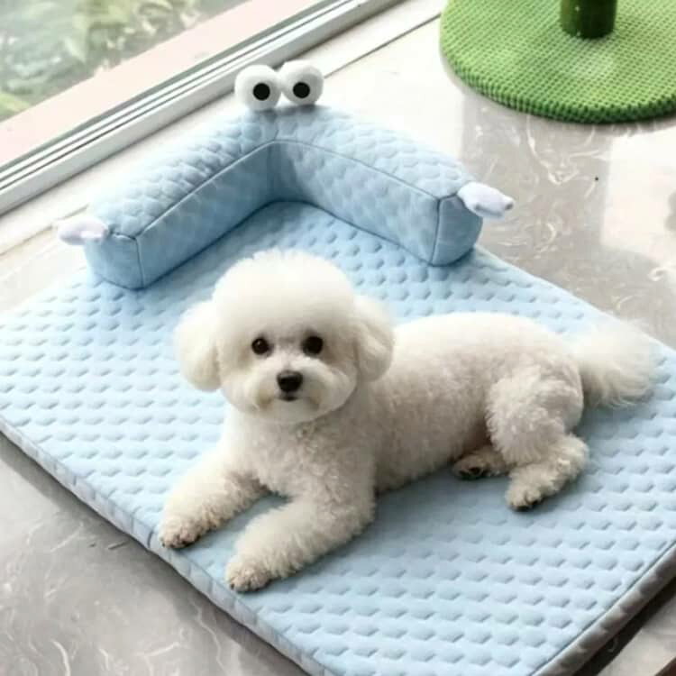 codabianca 楽天市場店のあごのせペットマット 犬 熱中症 室内 犬 猫 ペットマット 冷感 犬 ベッド 夏用 クールマット犬 ひんやり ペットベッド 涼しい 洗える 夏用マット クールマット 春夏 冷たい つめたい マット 冷感 犬用 猫用 小型犬 中型犬 M L XLサイズ｜アングル2