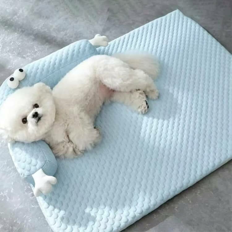 codabianca 楽天市場店のあごのせペットマット 犬 熱中症 室内 犬 猫 ペットマット 冷感 犬 ベッド 夏用 クールマット犬 ひんやり ペットベッド 涼しい 洗える 夏用マット クールマット 春夏 冷たい つめたい マット 冷感 犬用 猫用 小型犬 中型犬 M L XLサイズ｜アングル3