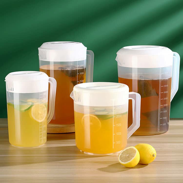 codabianca 楽天市場店の冷水筒 大容量 2L 2.5L 3L 4L 5L 耐熱 ピッチャー 目盛り付き プラスチック 冷水ポット ドリンクサーバー 麦茶ポット 冷茶ポット ジュースピッチャー ミルクティーポット カフェ用 透明 取っ手付き 蓋付き 広口 軽量 家庭用 業務用 飲食店 カフェ｜アングル2