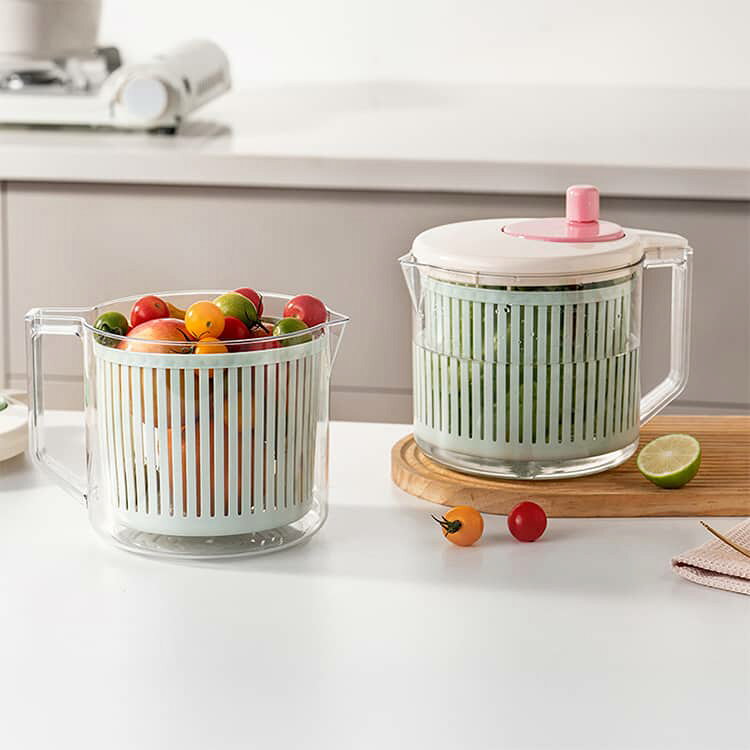 codabianca 楽天市場店の水切り 縦型 レタス コンパクト 生野菜 サラダスピナー 野菜 スリム 野菜水切り器 取っ手付き 小さめ 水切り 脱水 サラダスピナー ざる ボウル ザル キャベツ プレゼント 贈り物 ハンドル 手動 回転式 北欧 おしゃれ ホワイト サラダドライヤー 分解できる｜アングル2