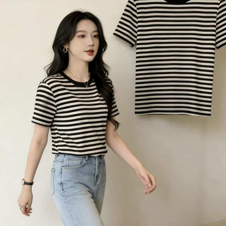 codabianca 楽天市場店の授乳服 半袖 tシャツ 妊婦服 授乳 トップス 授乳Tシャツ ボーダー柄 通勤 オフィス 春夏 可愛い マタニティ ロンT 授乳ウェア クルーネック カットソー ルームウェア 部屋着 シンプル 産前産後兼用 妊婦 大きいサイズ 体型カバー 快適 お出かけ｜アングル2