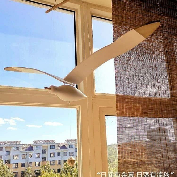 風でゆらゆら羽ばたくカモメモビール 木製 北欧 鳥 アーム ガーランド 吊り下げオ...