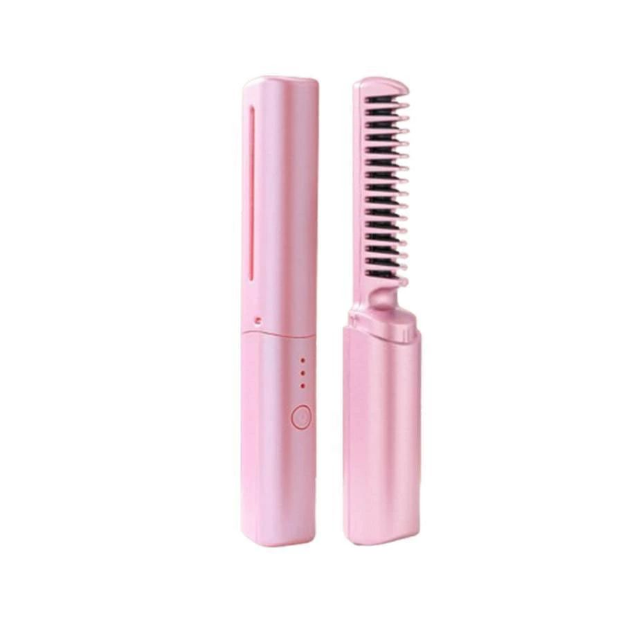 コードレス携帯ヘアアイロン ミニ 超軽量116g ヘアアイロンブラシ 大容量4000mAh 3...