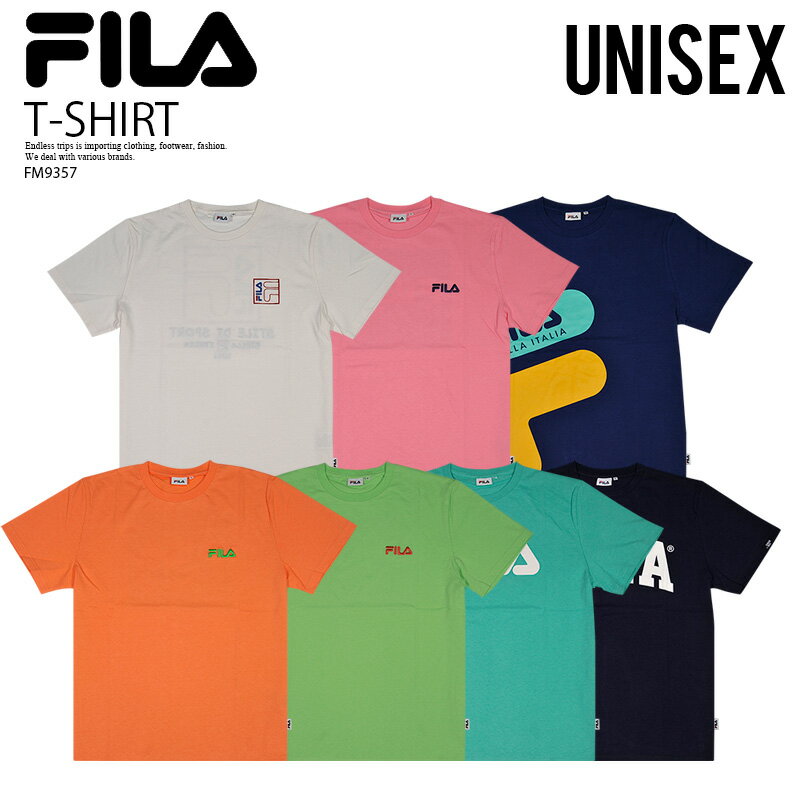 楽天スーパーSALE！【大人気！希少！】FILA (フィラ) FILA TEE (Tシャツ) 半袖 カットソー ユニセックス メンズ レディース Tシャツ FM9357 WHITE(02)/PINK(19)/NAVY(20)/ORANGE(22)/GREEN(25)/TURQUOISE(29)/DARK NAVY(82) dpd