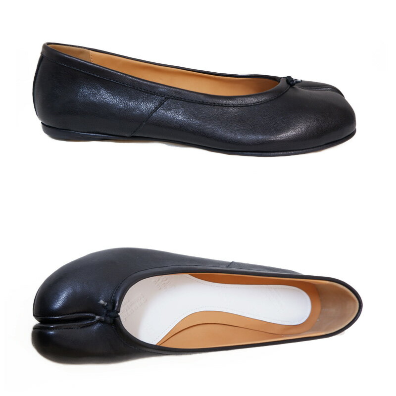 【希少! 大人気!】Maison Margiela (メゾン マルジェラ) WOMENS TABI BALLET FLAT (ウィメンズ タビ バレー フラット) 足袋 レディース バレーシューズ フラットシューズ パンプス フラット ぺたんこ 靴 本革 イタリア製 黒 BLACK (ブラック) S58WZ0042 P3753 T8013