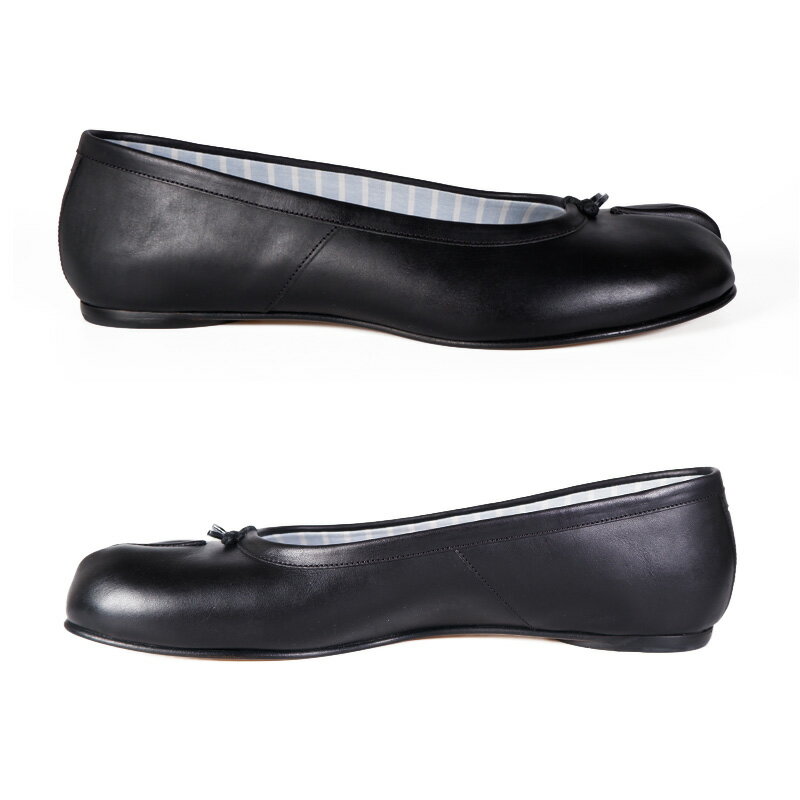 【希少! 大人気!】Maison Margiela (メゾン マルジェラ) WOMENS TABI BALLET FLAT (ウィメンズ タビ バレリーナズ) 足袋 レディース シューズ 靴 本革 イタリア製 フラット ぺたんこパンプス 黒 BLACK (ブラック) S58WZ0042 P4322 H1644