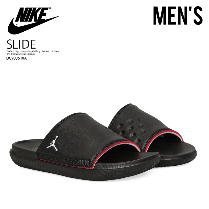 【大人気! メンズ サンダル】 NIKE (ナイキ) JORDAN PLAY SLIDE(ジョーダン プレイ スライド) MENS シャワーサンダル ヘルシーサンダル BLACK/UNIVERSITY RED (ブラック/レッド) グリーン DC9835 060