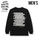 【大人気 入手困難 】ANTI SOCIAL SOCIAL CLUB (アンチソーシャルソーシャルクラブ) ENOUGH OF YOU LONG SLEEVE TEE BLACK(ブラック) ロング スリーブ Tシャツ トップス メンズ ロンT ENOUGHOFYOULONGSLEEVETEE dpd-2