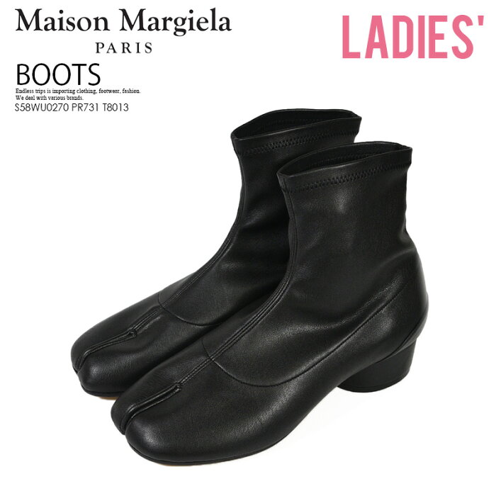 【希少! 大人気!】Maison Margiela (メゾン マルジェラ) WOMENS TABI FAUX LEATHER SOCK BOOTS (ウィメンズ タビ フェイク レザー ソックス ブーツ) 足袋 レディース シューズ 靴 本革 イタリア製 黒 BLACK (ブラック) S58WU0270 PR731 T8013 dpd