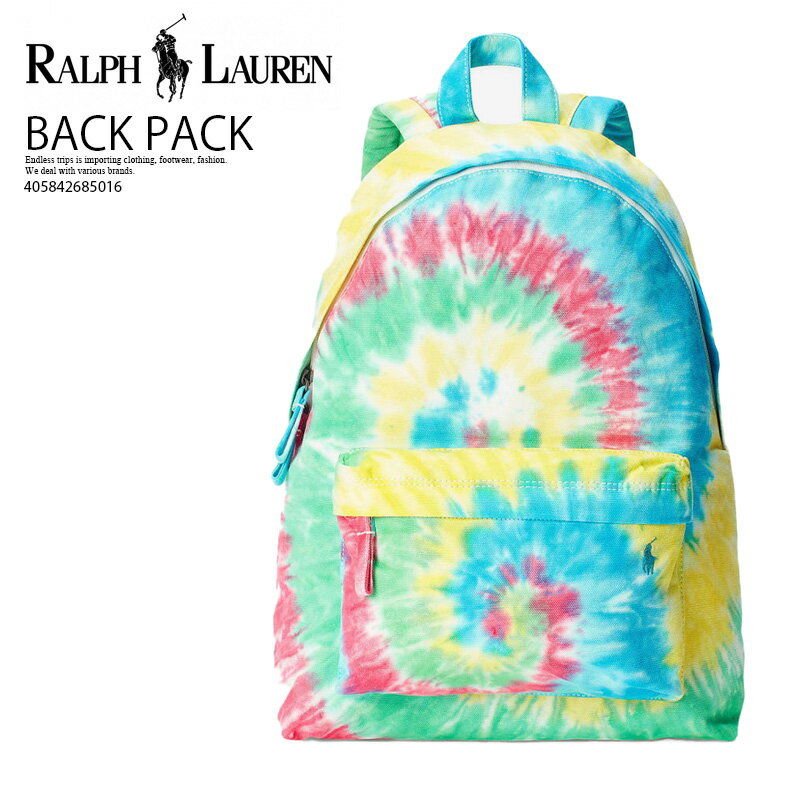 Polo Ralph Lauren (ポロ ラルフローレン) Canvas Backpack (キャンバス バックパック) リュック デイバッグ バッグ 鞄 カバン ユニセックス 普段使い デイリーユース カジュアル A4サイズ可能 ノートPC収納 タイダイ 染め Tie-Dye (CREAM) 405842685016 dpd