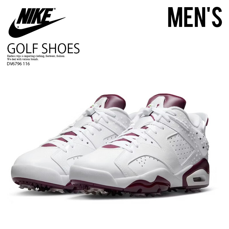 NIKE (ナイキ) JORDAN RETRO 6 G NRG M23 (ジョーダン レトロ 6 ゴルフ) メンズ ミッドカット ソフト スパイク ゴルフ シューズ スニーカー タイプ マイケル ハイテク カジュアル タウンユース 普段使い WHITE/WHITE-BORDEAUX ホワイト/ボルドー DV6796-116 DV6796 116 dpd