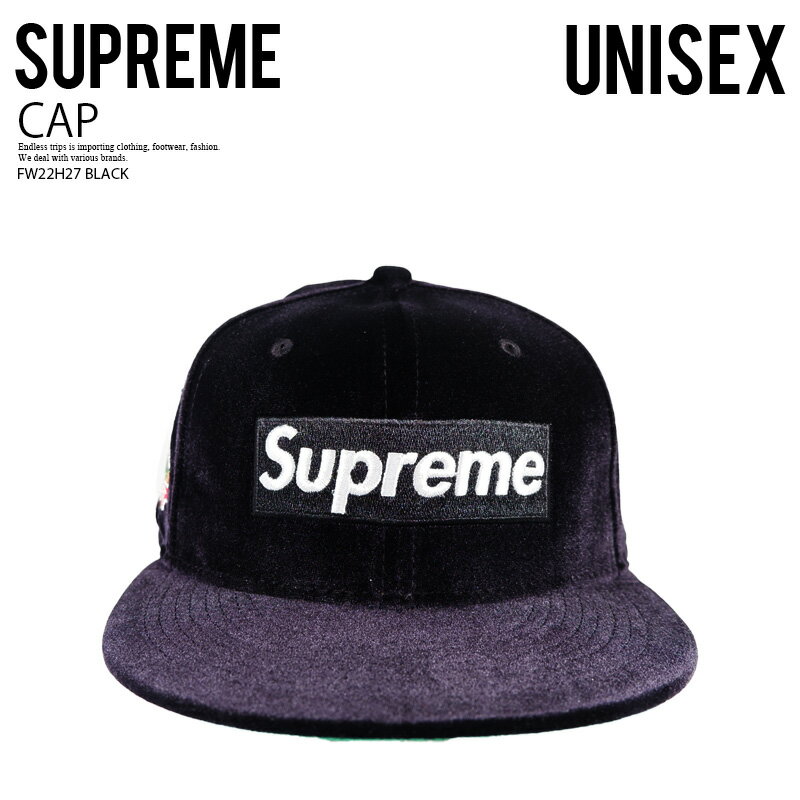 Supreme/NEW ERA ץ꡼/˥塼 VELOUR BOX LOGO NEW ERA (٥ ܥå  ˥塼) ˹ å ˥å  ǥ ʻȤ ǥ꡼桼 奢 ȥ꡼ ȥɥ ݡ 22AW 22FW BLACK ֥å FW22H27 BLACK dpd