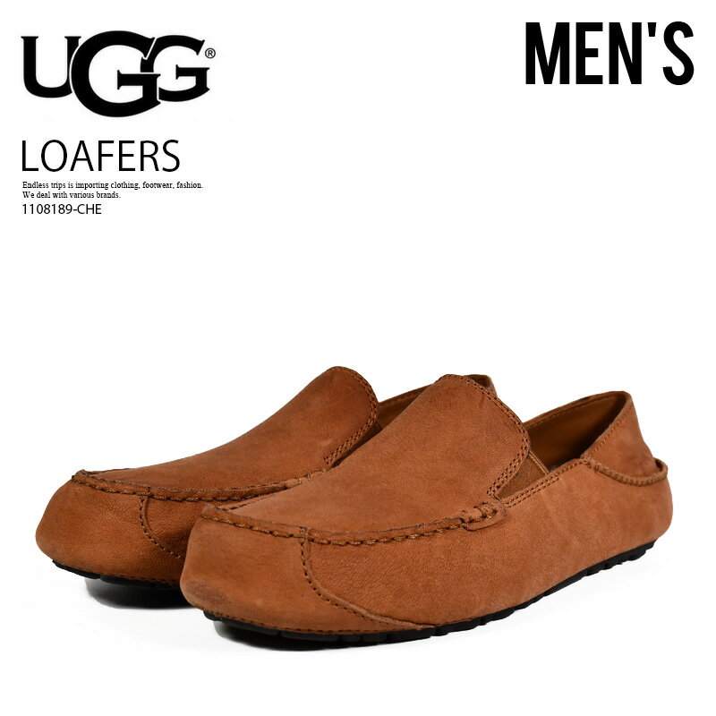 UGG (アグ) M UPSHAW TS (メンズ アップショー TS) メンズ スリッポン モカシン ローファー シューズ フットウェア 靴 シンプル スタイル スエード シープスキン ラバーソール タウンユース 普段使い カジュアル ブラウン キャメル 栗 CHESTNUT (チェスナット) 1108189-CHE