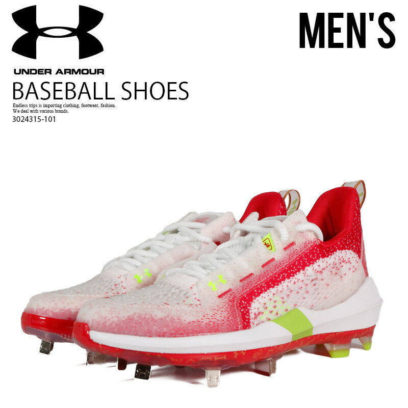 【アウトレット☆訳あり価格商品】UNDER ARMOUR (アンダーアーマー) ベースボール シューズ UA HARPER 6 LOW ST (ハーパー 6 ロー) メンズ 野球 トレーニング 金属スパイク ベースボール WHT/RED (ホワイト/レッド) 3024315-101【※箱ダメージ、もしくは別箱でのお届け】