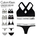 Calvin Klein カルバンクライン ブラショーツセット MODERN COTTON BRALETTE モダン コットン ブラレット TRIANGLE トライアングル BIKINI ビキニ THONG ソング Tバック Yバック ストラップ クロスバック 下着 アンダーウェア レディース BLACK (ブラック) GREY (グレー)