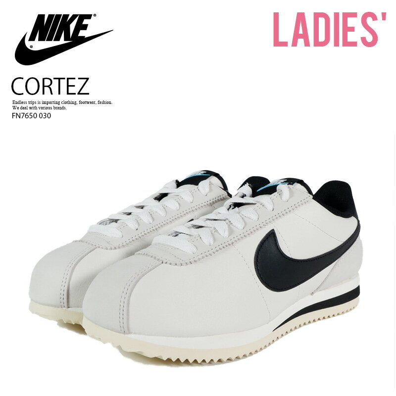 NIKE (ナイキ) W NIKE CORTEZ SE (ウィメンズ コルテッツ SE) レディース ローカット スニーカー レトロ シューズ バッシュ カジュアル タウンユース 普段使い ストリート アウトドア PHANTOM/BLACK-LIGHT BONE (オフホワイト/ブラック/ブルー) FN7650-030 FN7650 030のサムネイル