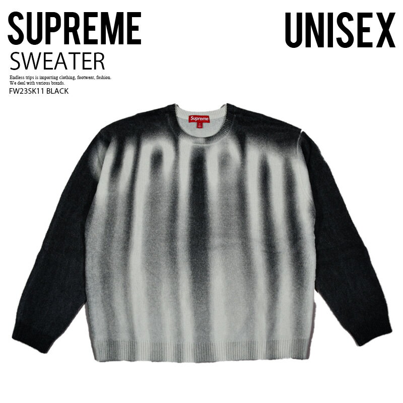 シュプリーム Supreme (シュプリーム) BLURRED LOGO SWEATER (ブラード ロゴ セーター) ユニセックス(メンズ モデル) セーター トップス ニット 長袖 タウンユース 普段使い カジュアル ストリート ヒップホップ スケーター アウトドア 23AW 23FW BLACK (ブラック) 黒 FW23SK11 BLACK