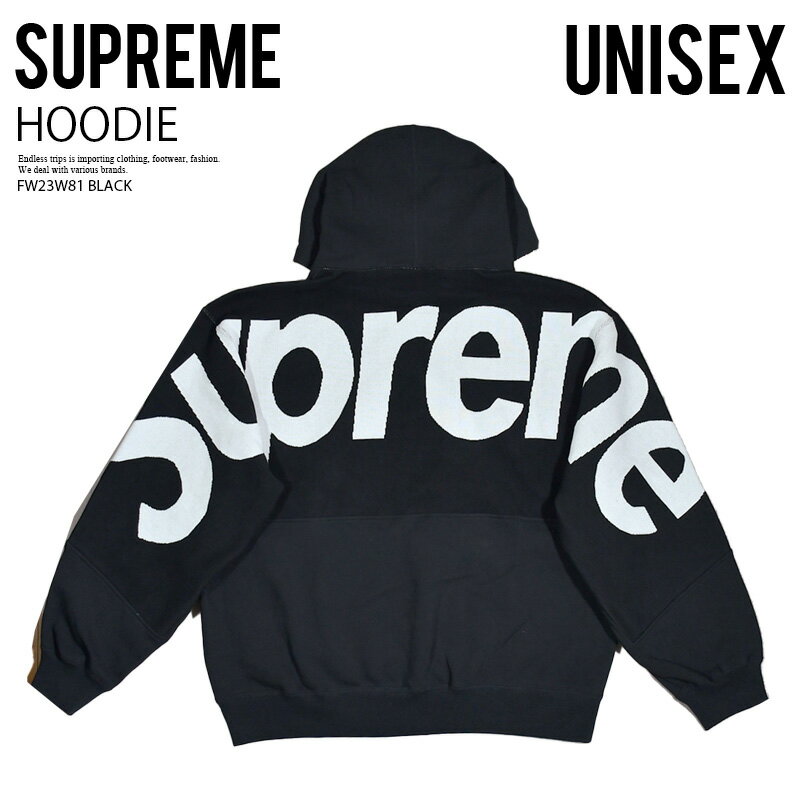 Supreme (シュプリーム) KNIT LOGO HOODED SWEATSHIRT (BIG LOGO JACQUARD) ニット ロゴ フーディッド スウェットシャツ (ビッグ ロゴ ジャガード) ユニセックス パーカー フーディー カジュアル ストリート ヒップホップ スケーター 23AW 23FW 黒 ブラック FW23W81 BLACK