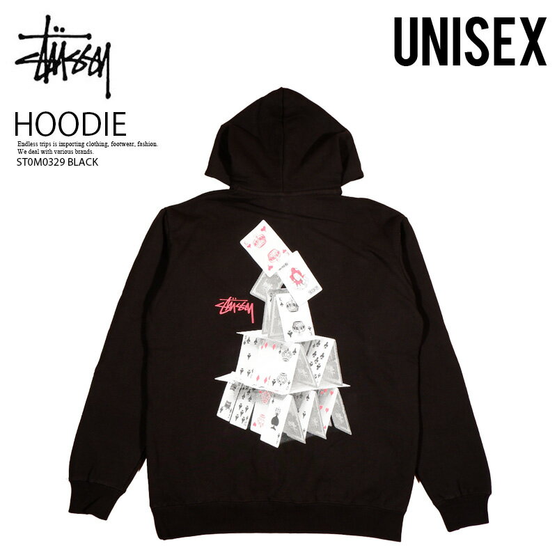 ステューシー パーカー メンズ STUSSY ステューシー パーカー HOUSE OF CARDS HOODIE ハウス オブ カーズ フーディー ユニセックス メンズ レディース プルオーバー ロゴ カジュアル ストリート コットン 裏起毛 トップス トランプ BLACK (ブラック) 黒 ST0M0329 ENDLESSTRIP エンドレストリップ