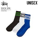 STUSSY ステューシー MENS SS LINK STRIPE SOCK 3PK メンズ SSリンク ストライプ ソックス 3PK 3組セット 靴下 ユニセックス メンズ レディース ライン MULTI マルチカラー ブラック ホワイト ブルー ST7235011 MULTI ENDLESS TRIP ENDLESSTRIP エンドレストリップ