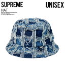 Supreme (シュプリーム) FRAYED (BUSTED SEAM) PATCHWORK DENIM CRUSHER フレイド (バステッド シーム) パッチワーク デニム クラッシャー バケット ハット カジュアル ストリート ヒップホップ スケーター 23SS WASHED BLUE (ウォッシュド ブルー) SS23H138 WASHED BLUE dpd