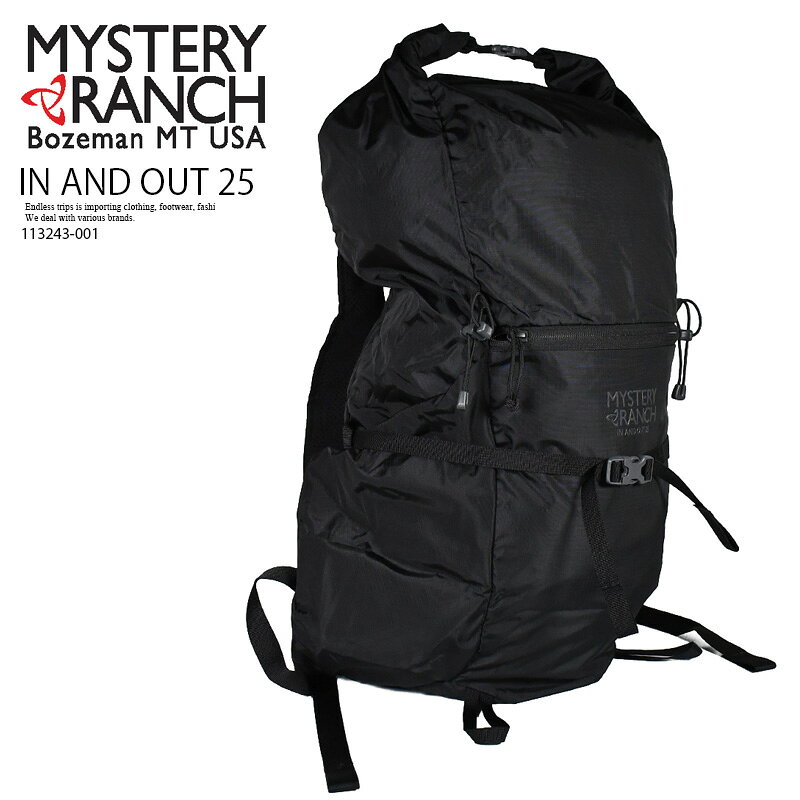 乐天商城 - 【店内全品ポイント5倍！】MYSTERY RANCH (ミステリーランチ) IN AND OUT 25 (イン アンド アウト 25) バックパック デイパック 軽量 折り畳み式 ロールトップ 日常使い カジュアル アウトドア キャンプ 登山 旅行 BLACK (ブラック) 113243 001 113243-001 R0018