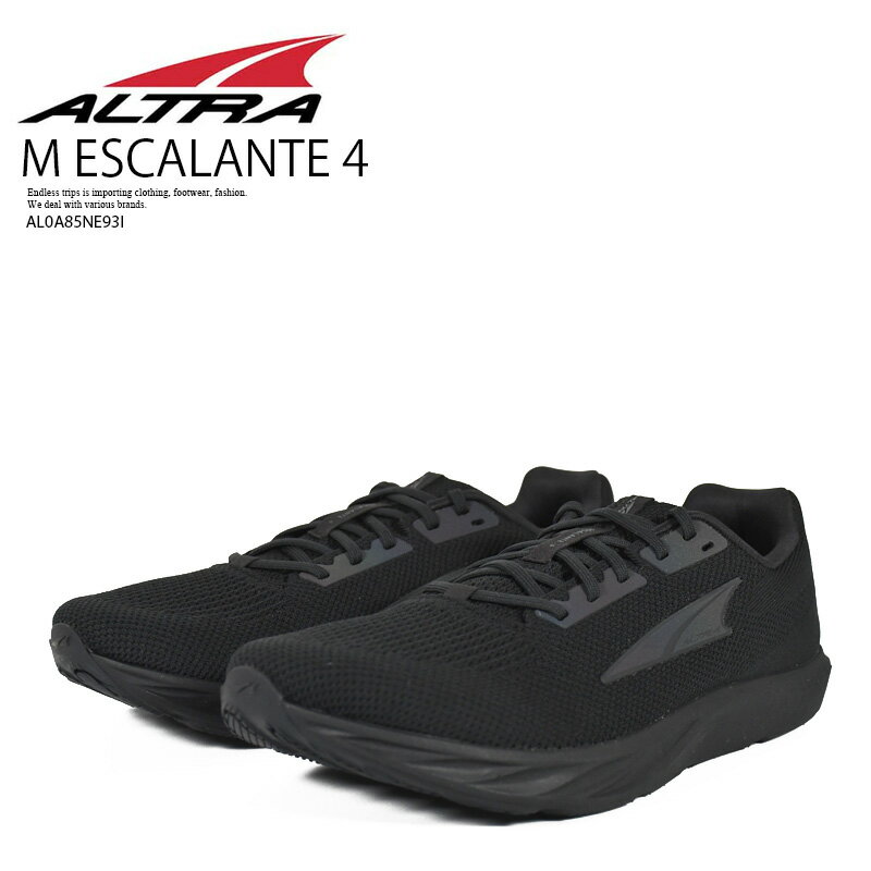 送料無料!! ソックスのように柔らかく足を包み込むアッパーで 自然な履き心地を実現した アルトラ の定番ロードシューズ♪♪ ALTRA (アルトラ) M ESCALANTE 4 (メンズ エスカランテ 4) メンズ ローカット スニーカー ロード シューズ ランニング ウォーキング 運動靴 普段使い カジュアル BLACK/IRIDESCENT (ブラック/イリデセント) AL0A85NE93I R0018