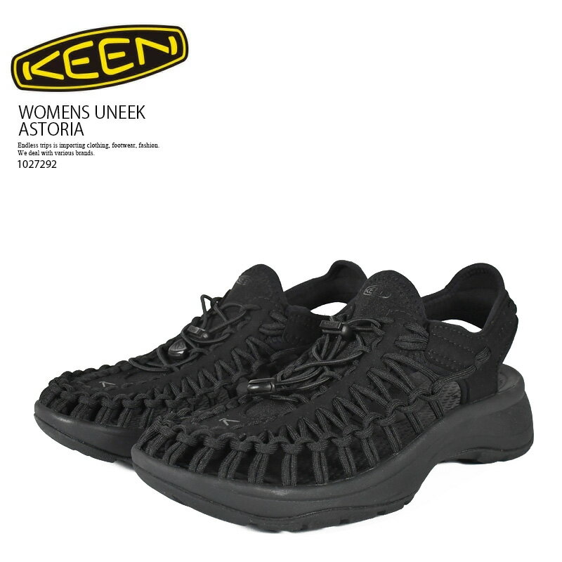 KEEN (キーン) WOMENS UNEEK ASTORIA (ウィメンズ ユニーク アストリア) レディース スニーカー サンダル 厚底 水陸両用 スポサン 靴下コーデ キャンプ フェス きれいめ カジュアル アウトドア (オールブラック) 1027292 R0038
