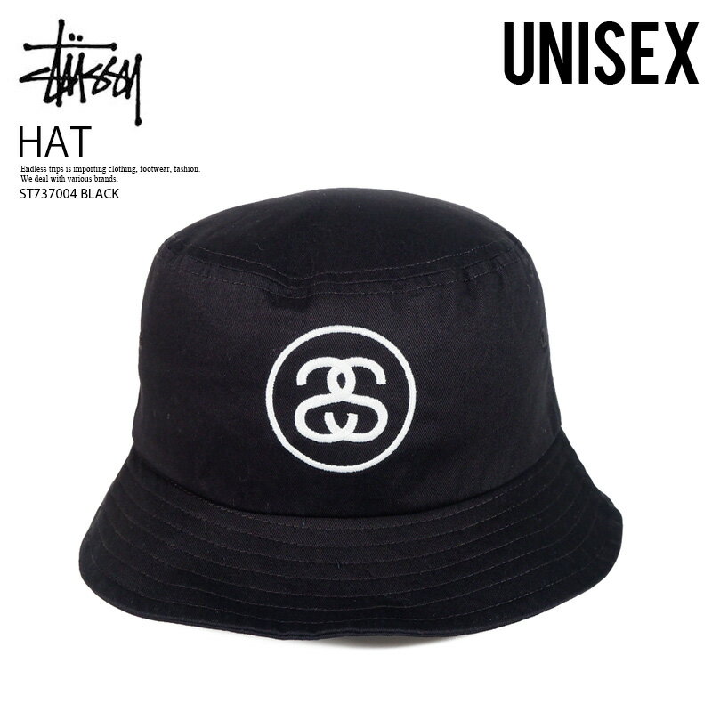 ステューシー STUSSY ステューシー ハット 帽子 SS LINK BUCKET HAT (SSリンク バケットハット) リンクロゴ BLACK ブラック 黒 ワンポイント コットン ST737004 BLACK エンドレストリップ ENDLESS TRIP