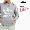 【海外限定 日本未発売 レディース】 adidas (アディダス) TREFOIL HOODIE WOMENS (トレフォイル フーディー) スウェット パーカー プルオーバー ロゴ MEDIUM GREY HEATHER/WHITE (グレー/ホワイト) BP9486 dpd-4