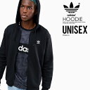 【日本未入荷 希少 ユニセックス サイズ】adidas (アディダス) FLEECE TREFOIL HOODIE (TRF FLC HOODIE) (フリース トレフォイル フーディー) パーカー ジップアップパーカー ファスナー 前開き メンズ レディース MENS WOMENS BLACK (ブラック) DN6016 dpd-3