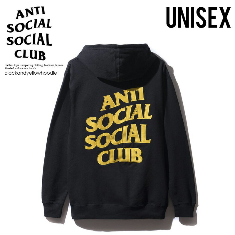 トップス, パーカー !!ANTI SOCIAL SOCIAL CLUB () Black and Yellow Hoodie BLACK blackandyellowhoodie dpd-2