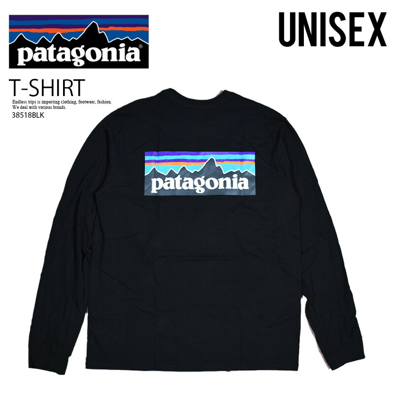 【希少!!大人気! ユニセックス サイズ】 patagonia（パタゴニア）LONG SLEEVE P-6 LOGO RESPONSIBILI TEE (ロング スリーブ ロゴ レスポンシビリ Tシャツ) メンズ レディース カットソー ロンT トップス BLACK (ブラック) 38518 BLACK エンドレストリップ