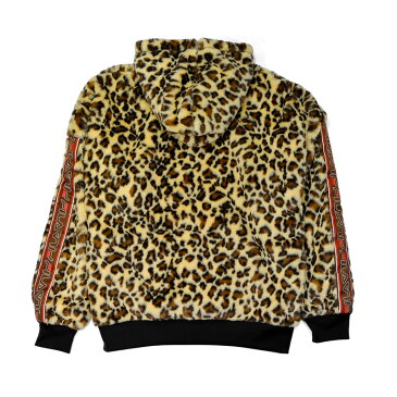 【希少!入手困難! ユニセックス 】 FILA HERITAGE (フィラ ヘリテージ) LEOPARD FAKE FUR PULLOVER HOODIE (レオパード フェイクファー プルオーバー フーディー) パーカー トップス メンズ レディース ひょう柄 ファー BROWN (ブラウン) FM9448 BROWN