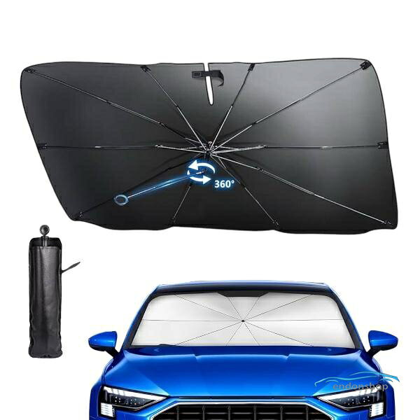 車用サンシェード 折り畳み式 傘型 サンシェード 車 遮光 断熱 車載用品 収納便利 紫外線対策 V字カット有りをご用意！ チタン素材でUV最大99%カット！車内温度が30℃も変わります！ 車内の温度を軽減し、エアコンへの負荷がへり、省燃費が向上します！ 傘型だから誰でも簡単にフロントガラスのサンシェードが設置完了！ 使用後も折りたたんでコンパクトに！ 商品内容 V字カット有り：1本 専用袋：1袋 材質：チタンシルバー樹脂＋バンパークロス 傘骨：反凹面メタルフレーム 対応車種：乗用車、セダン、SUV、ミニバン、ワゴン車 ※軽自動車やフロントガラスが小さいお車には不可です。 ※専用設計ではなく、汎用品となります。 ※取扱説明書はございません。 メーカー希望小売価格はメーカーサイトに基づいて掲載しています