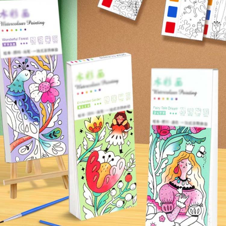 携帯便利 ぬり絵 水彩塗り絵 おうち時間 水彩塗り絵 固形水彩 お絵描きセット 子供...