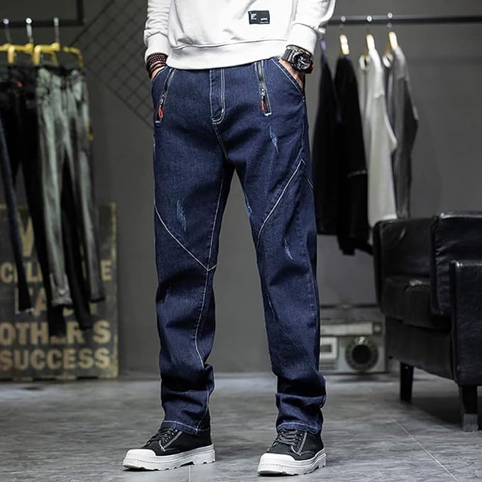 メンズデニムパンツ メンズジーンズ ゆったり ロングパンツ デニム オーバーサイズ ストレート ジーパン チノパン ロングズボン 伸縮性 カジュアル 春夏秋冬