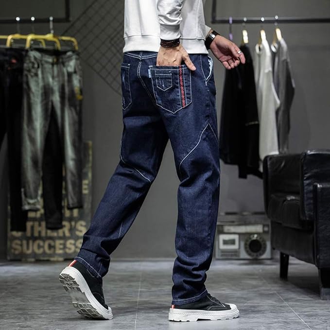 メンズデニムパンツ メンズジーンズ ゆったり ロングパンツ デニム オーバーサイズ ストレート ジーパン チノパン ロングズボン 伸縮性 カジュアル 春夏秋冬