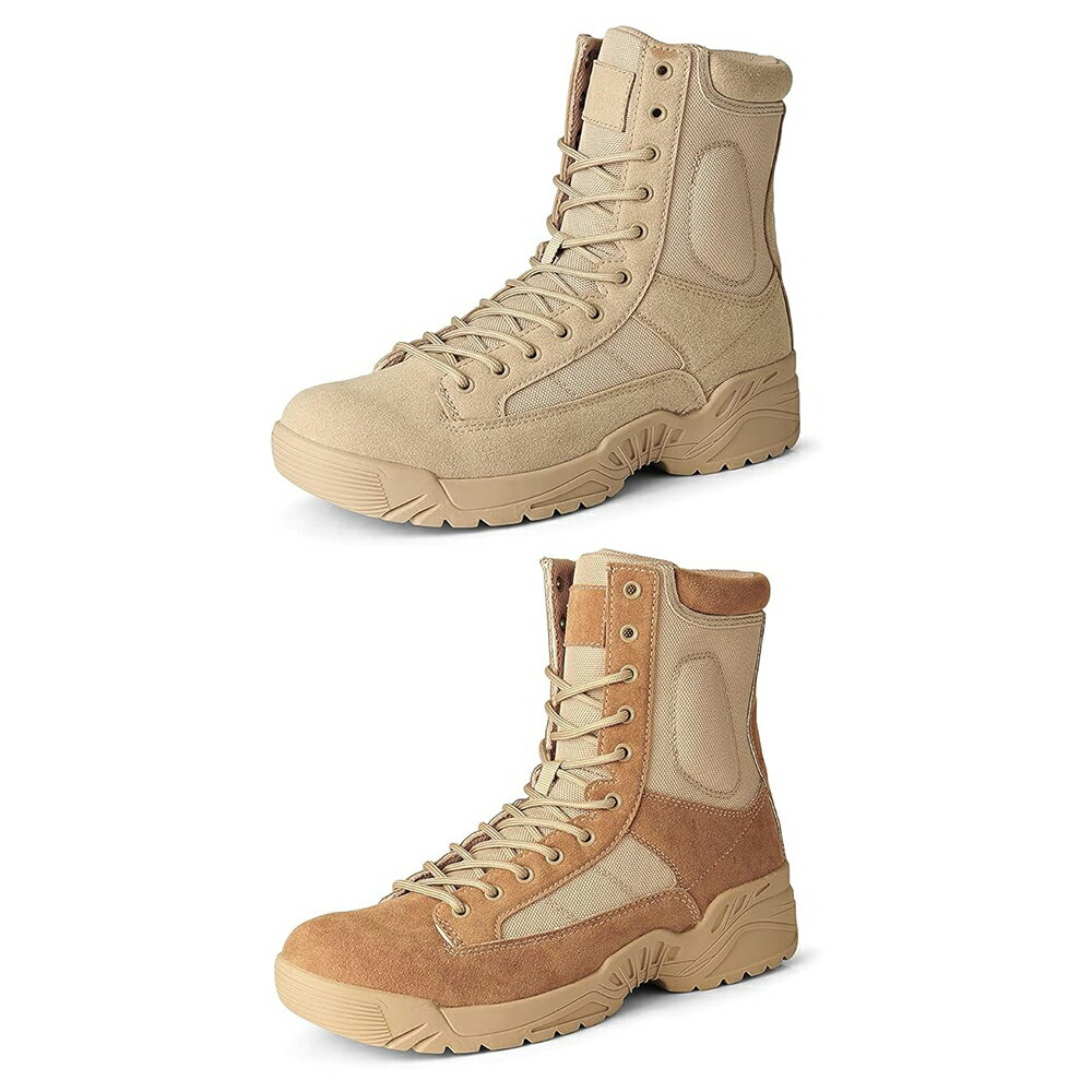 トレッキングシューズ メンズ ブーツ ミリタリー メンズ 登山靴 サバゲー タクティカル コンバット ジャングル アウトドア サイドジップ 通気性 防滑 耐摩耗性 厚底 幅広 大きいサイズ 24.5cm-28.0cm