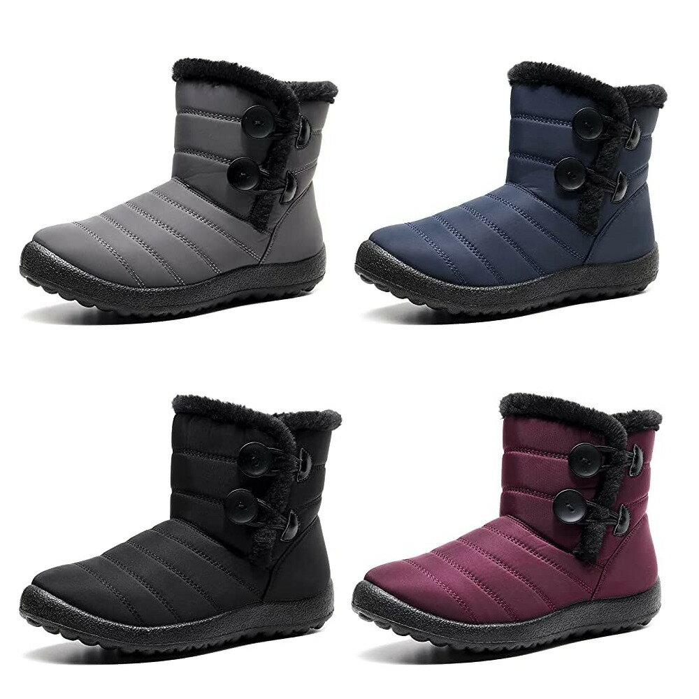 スノーブーツ レディース アウトドアシューズ 裏起毛 アウトドア トレッキングシューズ ボタン ハイカ..