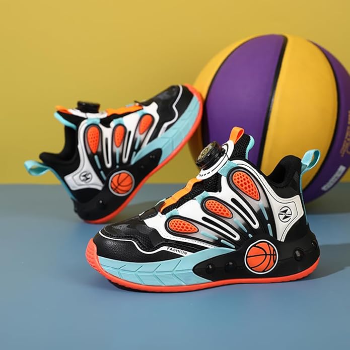 バスケットシューズ キッズ バッシュ ジュニア スニーカー 男の子 女の子 スポーツ靴 子供靴 ダイヤル..