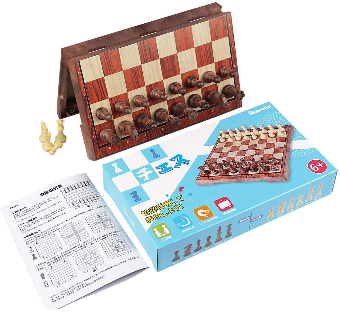 チェス 折りたたみ式 セットマグネット付き駒 棋盤 おもちゃ 駒の動かし方説明書付き コンパクト旅行ゲーム　テーブ…